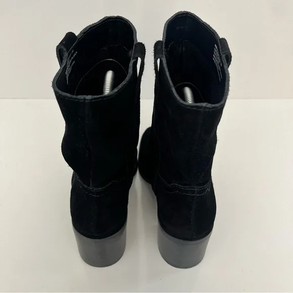 Steve Madden Romney Mid-Calf Boots Black Leather Block Heel Almond Toe Size 6 - Picture 9 of 13